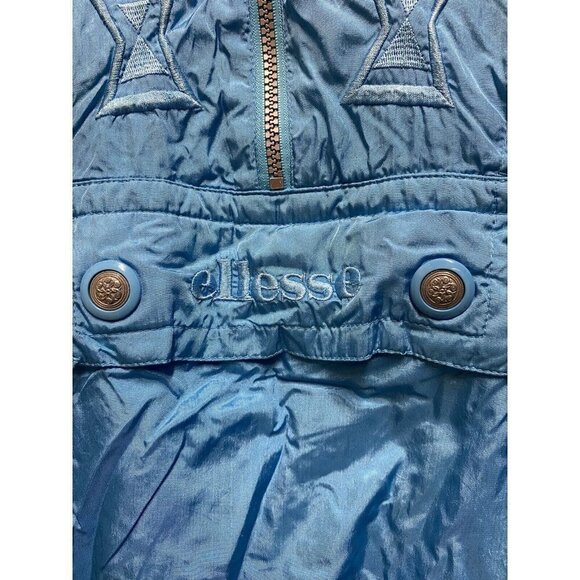 Ellesse Ski Windbreaker Jacket Mens Vintage 80s Half Zip Blue Jacket Nylon XL - Picture 2 of 12